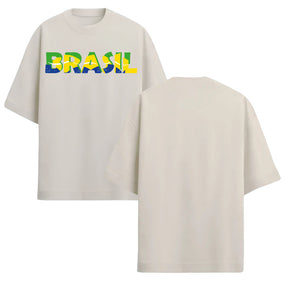 Camiseta Oversized Manga Curta Escrita Do Brasil Varias Cores