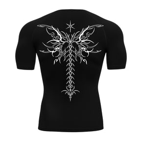 Camiseta Compressão Uv Manga Curta Cyber Tribal Shadow Stinger Wings Rash Guard