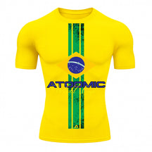 Camiseta Compressão Manga Curta UV Atoomic Brasil Edition Varias Cores Rash Guard