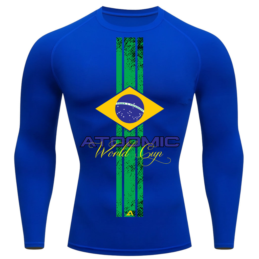 Camiseta Compressão Manga Longa UV Atoomic Brasil Edition Varias Cores Rash Guard