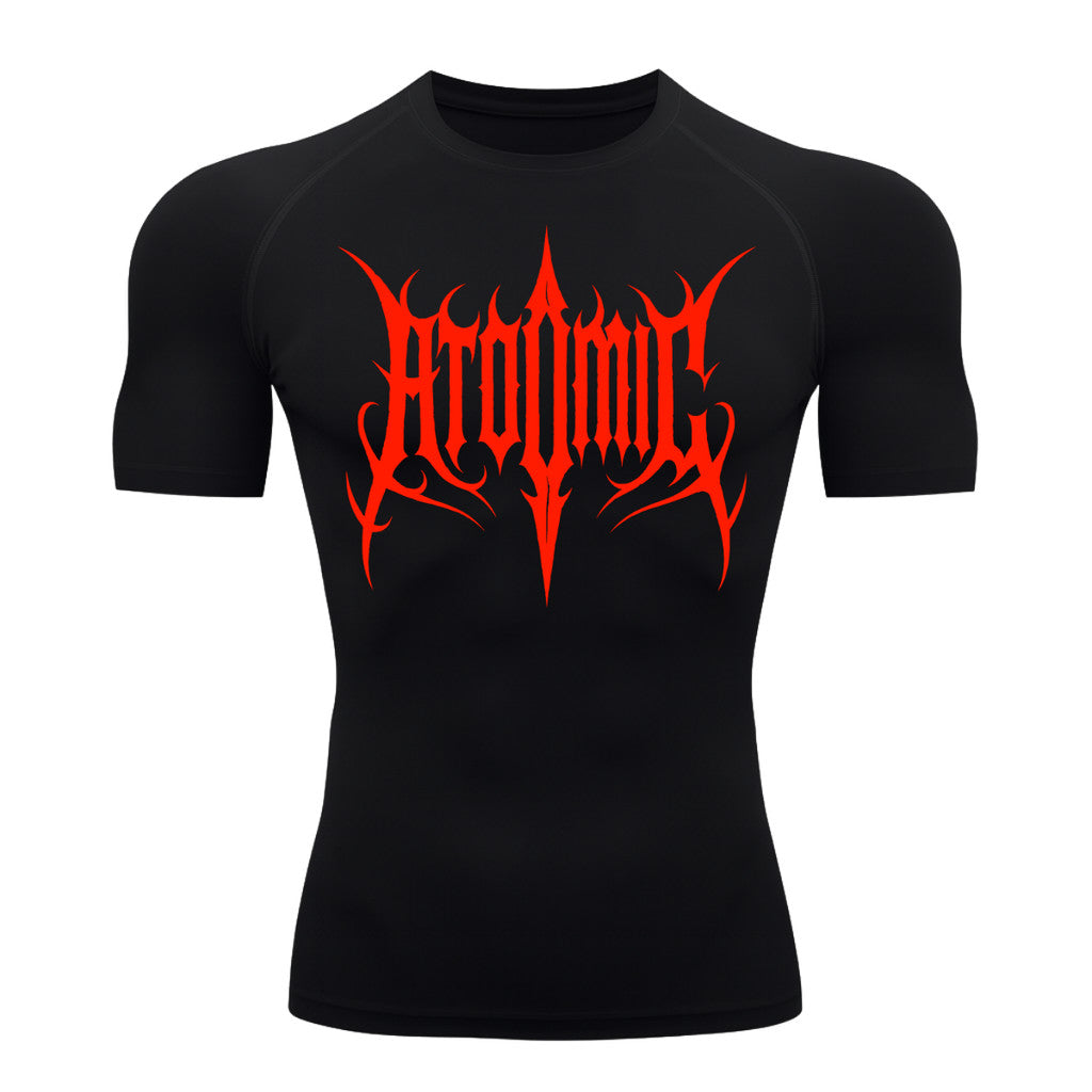 Camiseta Compressão Uv Manga Curta Cyber Tribal Atoomic Imperium Dark Rash Guard