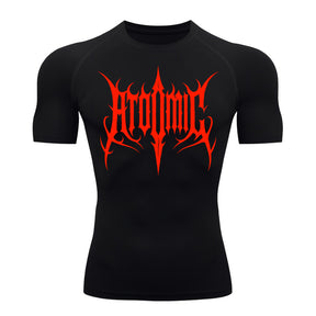 Camiseta Compressão Uv Manga Curta Cyber Tribal Atoomic Imperium Dark Rash Guard