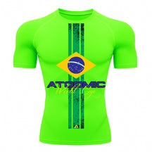 Camiseta Compressão Manga Curta UV Atoomic Brasil Edition Varias Cores Rash Guard
