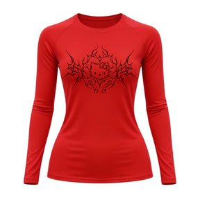 Camiseta Compressão Uv Manga Longa Cyber Tribal Black Heart Hello Kitty Rash Guard