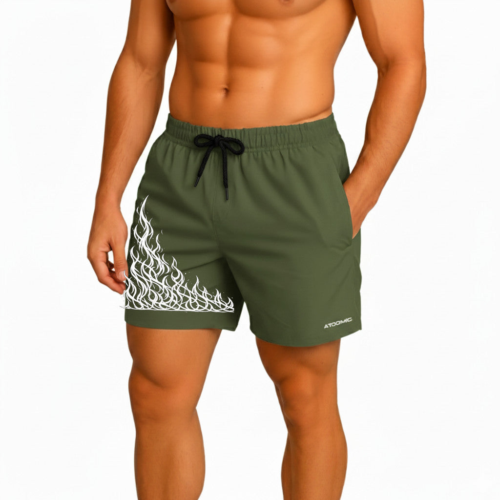 Shorts Elastano Fire Bermuda Fogo Corrida Mauricinho Tecido Leve Bermuda Para Treinar Gym