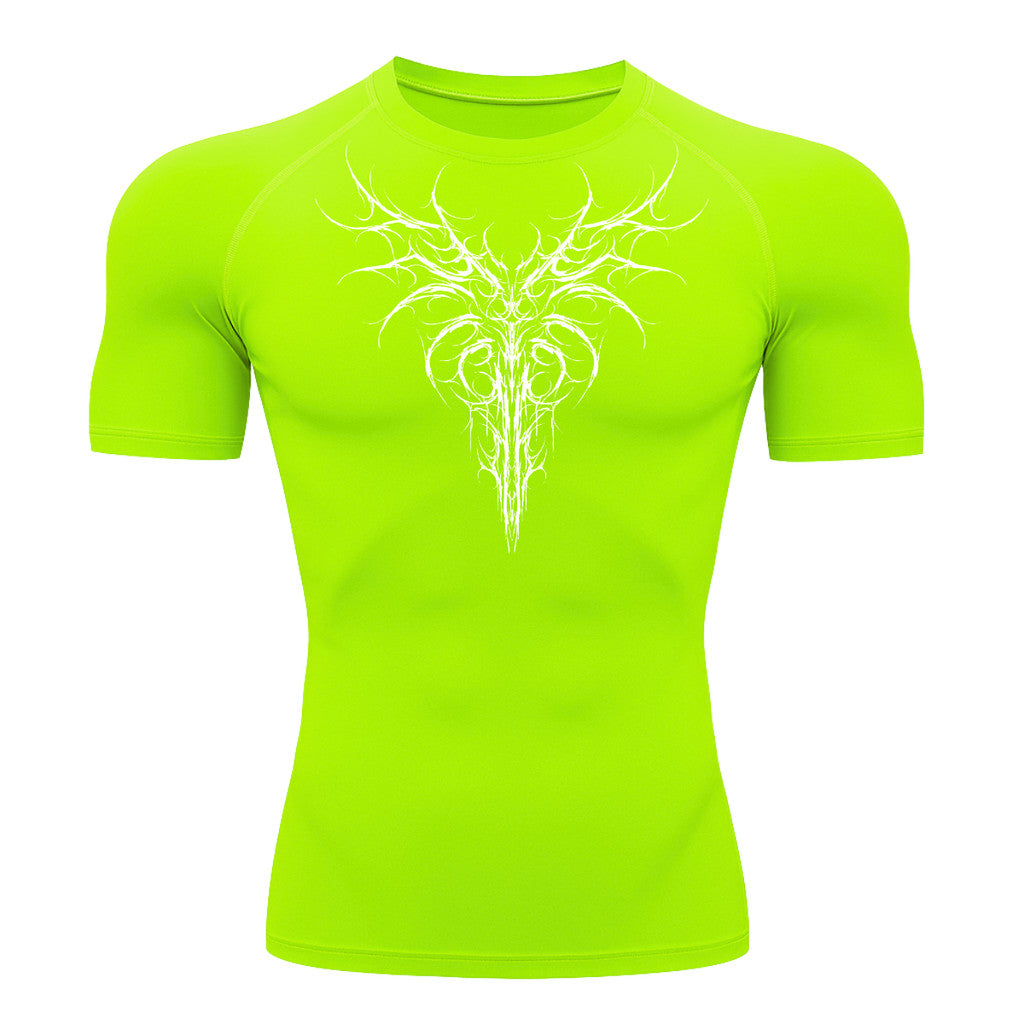 Camiseta Compressão Uv 50+ Manga Curta Cyber Tribal Dark Instinct Rash Guard
