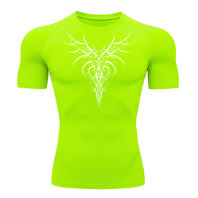 Camiseta Compressão Uv 50+ Manga Curta Cyber Tribal Dark Instinct Rash Guard