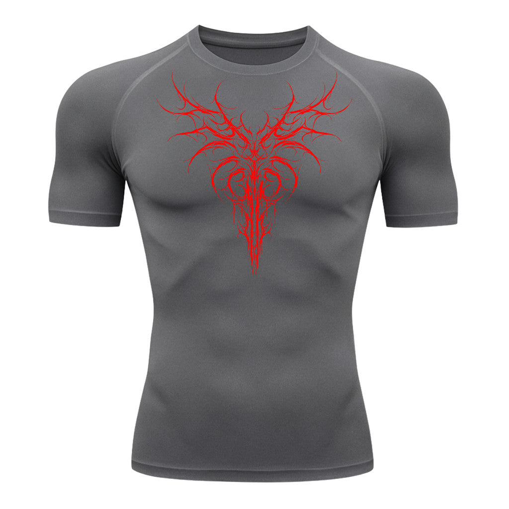 Camiseta Compressão Uv 50+ Manga Curta Cyber Tribal Dark Instinct Rash Guard