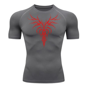 Camiseta Compressão Uv 50+ Manga Curta Cyber Tribal Dark Instinct Rash Guard