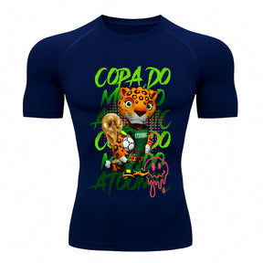 Camiseta Compressão Manga Curta UV Atoomic Onça Mascote Brasil Varias Cores Rash Guard