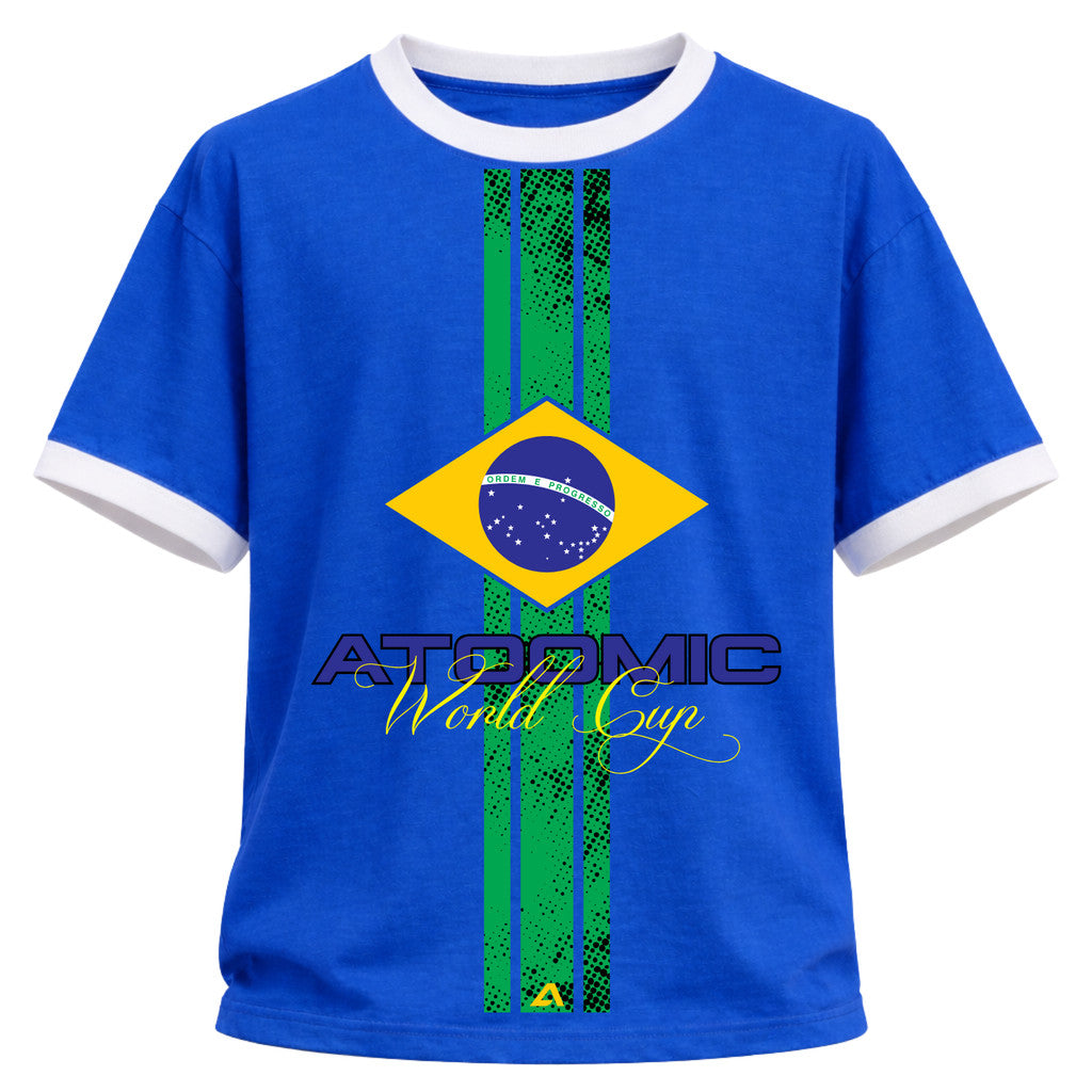 Camiseta Algodão Gola E Manga Colorida Manga Curta UV Atoomic Brasil Edition Varias Cores