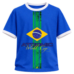 Camiseta Algodão Gola E Manga Colorida Manga Curta UV Atoomic Brasil Edition Varias Cores