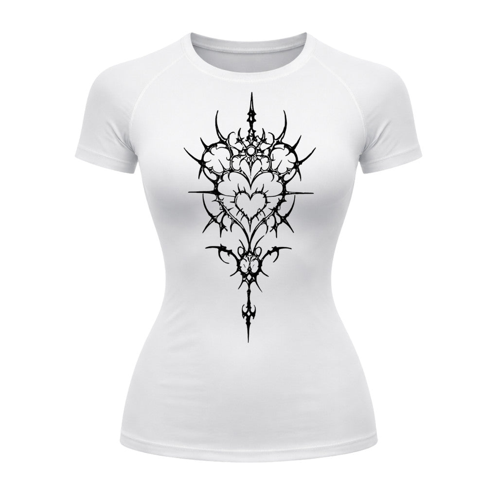 Camiseta Compressão Uv Manga Curta Cyber Tribal Iron Hearth Dark Rash Guard