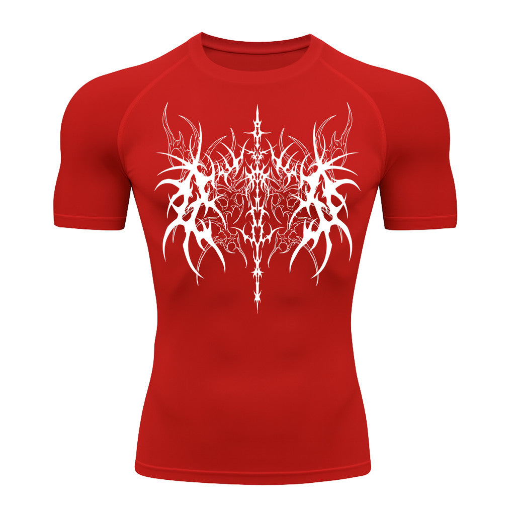 Camiseta Compressão Uv 50+ Manga Curta Cyber Tribal Dark Vanguard Rash Guard camisa