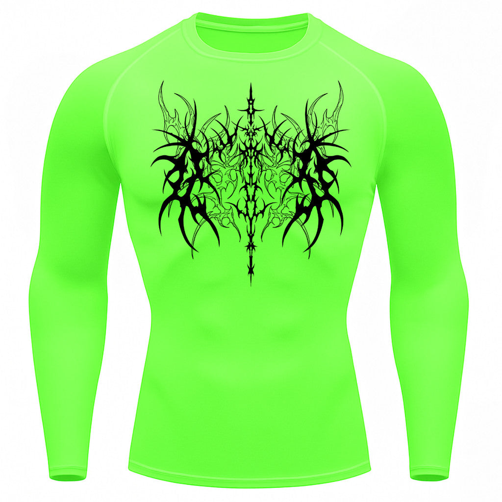 Camiseta Compressão Uv 50+ Manga Longa Cyber Tribal Dark Vanguard Rash Guard