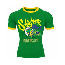 Camiseta Manga Curta Gola E Manga Colorida UV Atoomic Sabor Brasil Edition Copa