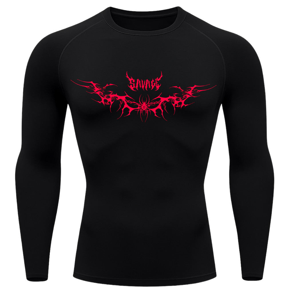 Camiseta Compressão Uv Manga Longa Cyber Tribal Savage Spider Wings Rash Guard