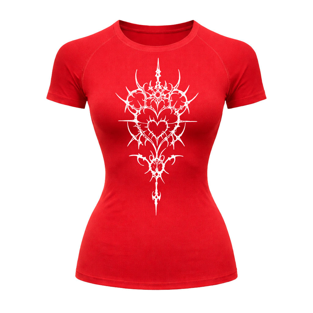 Camiseta Compressão Uv Manga Curta Cyber Tribal Iron Hearth Dark Rash Guard