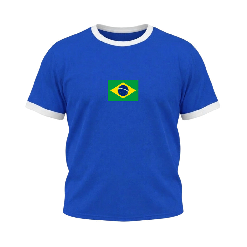 Camiseta Plus Size Manga Curta Bandeira Do Brasil Colorida