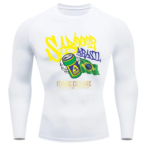 Camiseta Compressão Manga Longa UV Atoomic Sabor Brasil Varias Cores Rash Guard