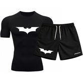 Kit Camiseta Térmica Manga Curta Uv E Bermuda Elastano Estampa Batman Rash Guard