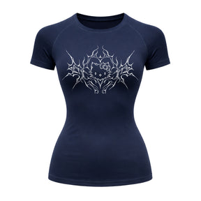 Camiseta Compressão Uv Manga Curta Cyber Tribal Black Heart Hello Kitty Rash Guard