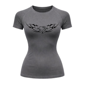 Camiseta Compressão Uv Manga Curta Cyber Tribal Angel Hello Kitty Rash Guard