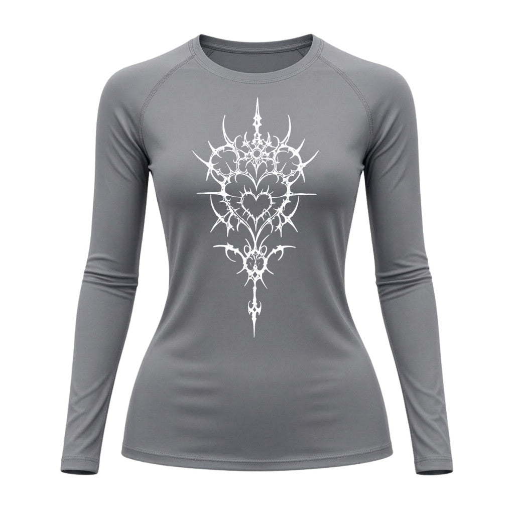 Camiseta Compressão Uv Manga Longa Cyber Tribal Iron Heart Dark Rash Guard