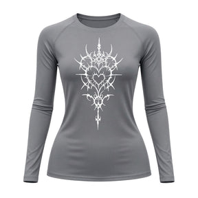 Camiseta Compressão Uv Manga Longa Cyber Tribal Iron Heart Dark Rash Guard