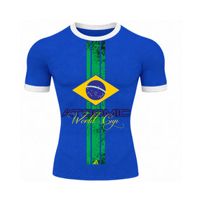 Camiseta Gola E Manga Colorida Manga Curta UV Atoomic Brasil Edition Varias Cores Rash Guard