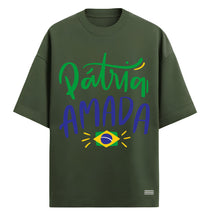 Camiseta Oversized Manga Curta Pátria Amada Brasil Varias Cores