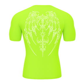 Camiseta Compressão Uv Manga Curta Cyber Tribal Phantom Wings Rash Guard