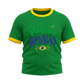 Camiseta Compressão Manga Curta Plus Size Pátria Amada Brasil Colorida Rash Guard
