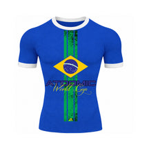 Camiseta Gola E Manga Colorida Manga Curta UV Atoomic Brasil Edition Varias Cores Rash Guard