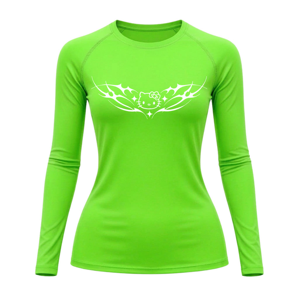 Camiseta Compressão Uv Manga Longa Cyber Tribal Angel Hello Kitty Rash Guard