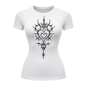 Camiseta Compressão Uv Manga Curta Cyber Tribal Iron Hearth Dark Rash Guard