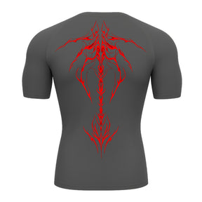 Camiseta Compressão Uv Manga Curta Cyber Tribal Unbreakable Dark Spine Rash Guard