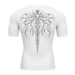Camiseta Compressão Uv Manga Curta Cyber Tribal Chimera Spine Rash Guard