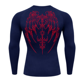 Camiseta Compressão Uv Manga Longa Cyber Tribal Phantom Wings Rash Guard