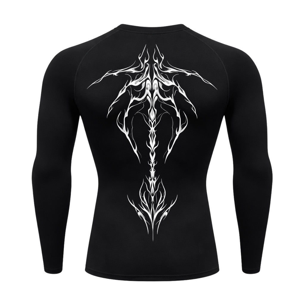 Camiseta Compressão Uv Manga Longa Cyber Tribal Unbreakable Dark Spine Rash Guard