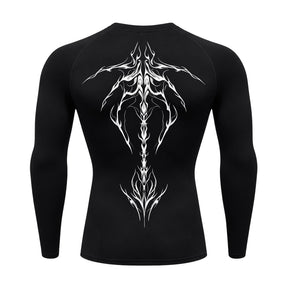Camiseta Compressão Uv Manga Longa Cyber Tribal Unbreakable Dark Spine Rash Guard