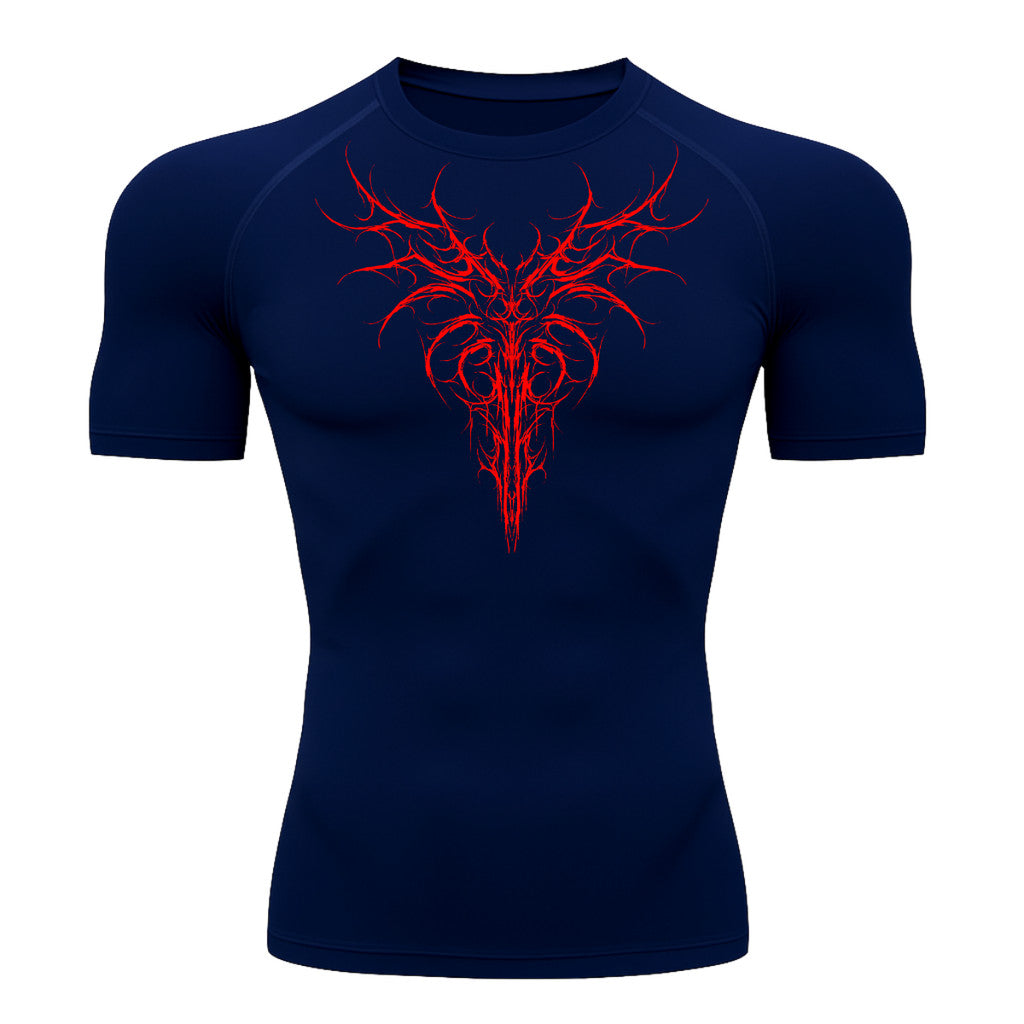 Camiseta Compressão Uv 50+ Manga Curta Cyber Tribal Dark Instinct Rash Guard