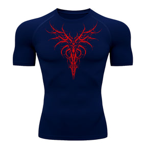 Camiseta Compressão Uv 50+ Manga Curta Cyber Tribal Dark Instinct Rash Guard