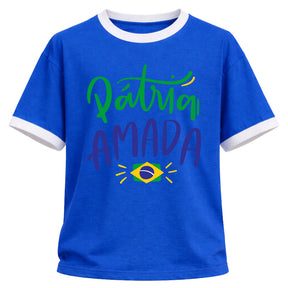Camiseta Algodão Manga Curta Pátria Amada Brasil Varias Cores