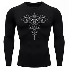 Camiseta Compressão Uv 50+ Manga Longa Cyber Tribal Savage Emblem Rash Guard