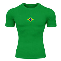 Camiseta Compressão Manga Curta Proteção UV 50+ Bandeira Do Brasil Varias Cores Rash Guard