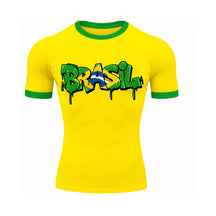 Camiseta Manga Curta Gola E Manga Colorida UV Atoomic Brasil Drip Edition Copa