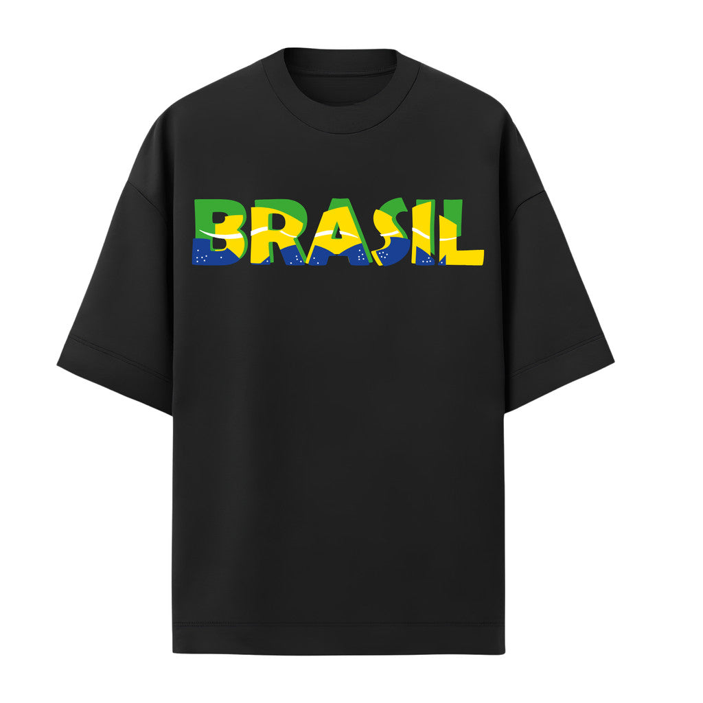 Camiseta Oversized Manga Curta Escrita Do Brasil Varias Cores