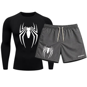Kit Camiseta Térmica Manga Longa Uv E Bermuda Elastano Estampa Venom Rash Guard