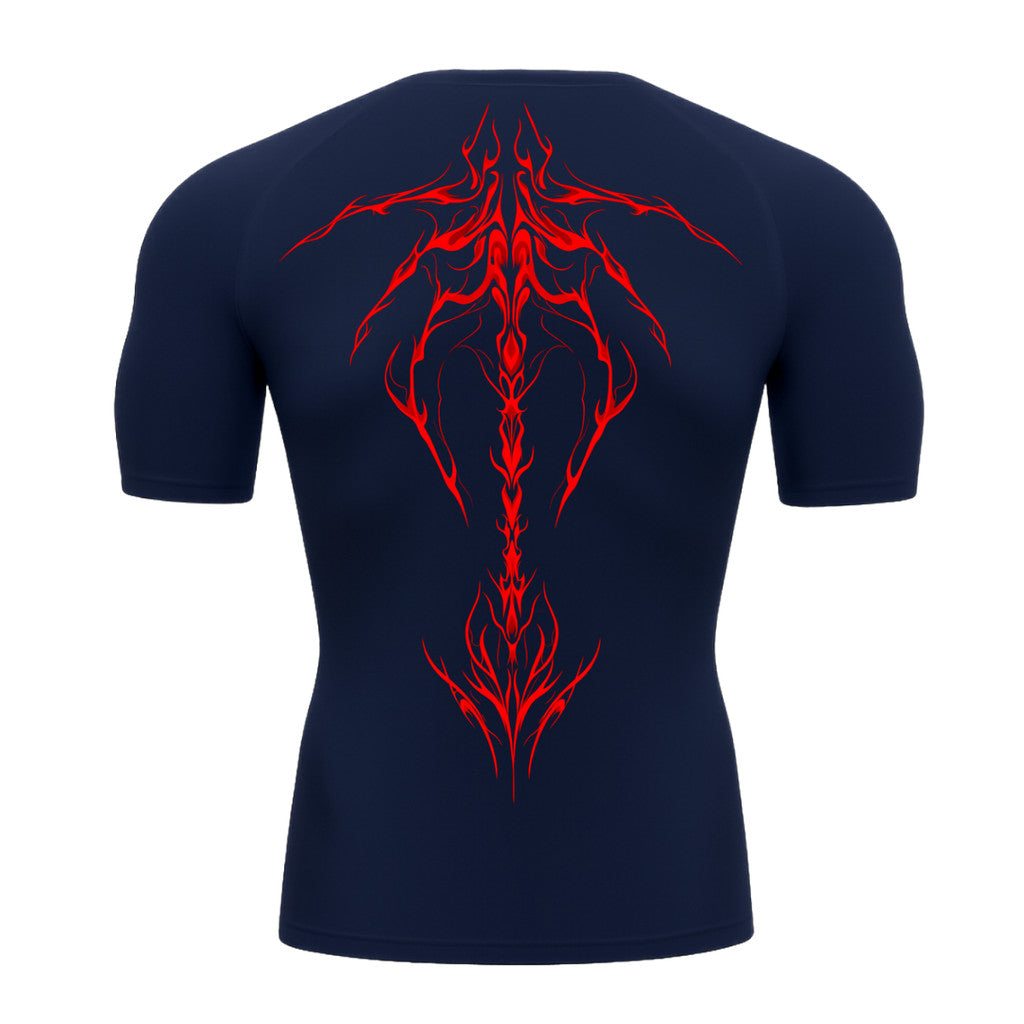Camiseta Compressão Uv Manga Curta Cyber Tribal Unbreakable Dark Spine Rash Guard